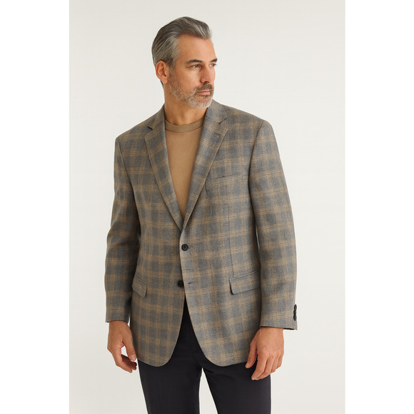 Oakhill Other - Oak Hill Mens Sports Coat Blazer Jacket 2XL Tall 50/52 Plaid Linen 2 Button Luxe
